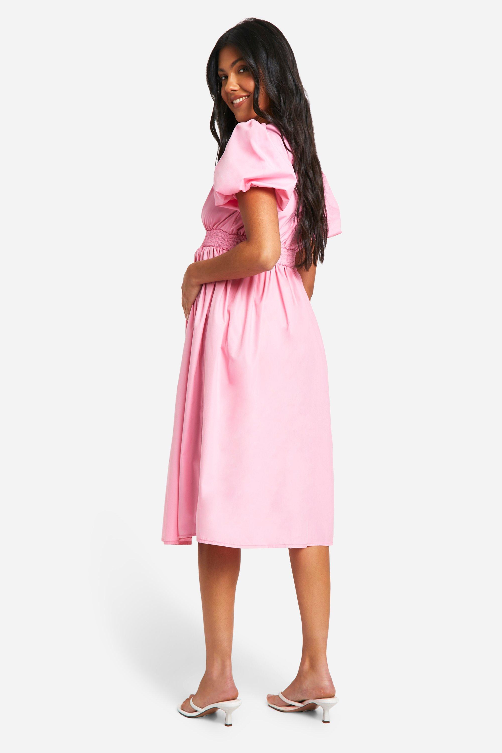 Maternity Puff Sleeve Midi Smock Dress boohoo AU